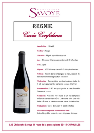 Vin Régnié ~ Cuvée Ma Confidence 2023