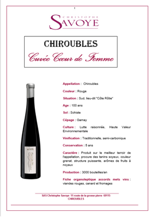 Vin Chiroubles ~ Cuvée Cœur de Femme 2020