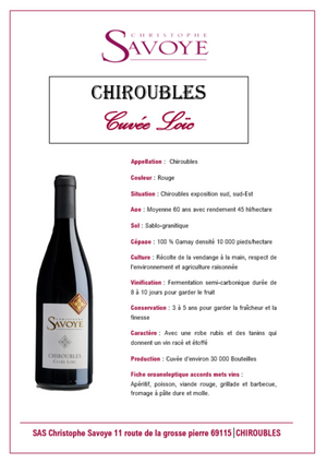 Vin Chiroubles ~ Cuvée Loïc 2022